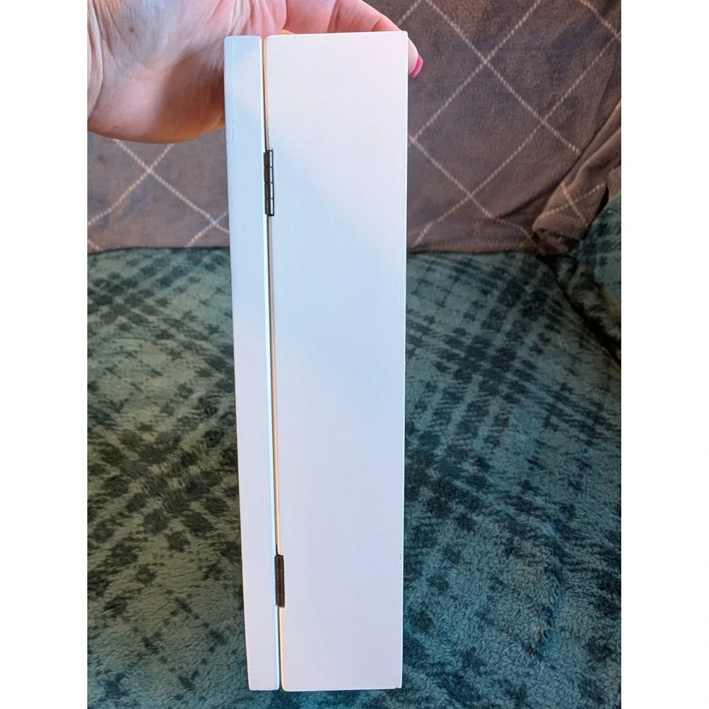 White Wood Shadow Box Display Padded Case Hinged Glass Door 9.25x11 Memory Box